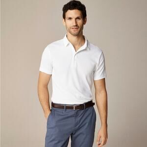 J.Crew Performance Polo Shirt Mens M White Pullover Coolmax Short Sleeve Stretch